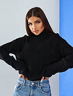 Жіночий в'язаний однотоний светр у різних кольорах Чорний