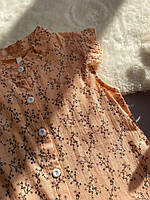 Літня блузка з коротким рукавом на дівчинку у гілочки Персикова 95004 DGXZZ, Персиковый, Девочка, Лето, 110 см, 5 лет