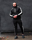 Чоловічий зимовий спортивний костюм чорно-білий із лампасами Asos ⁇ Комплект худі та штани на флісі, фото 5