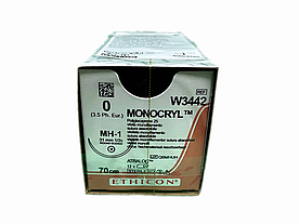 Хірургічна нитка Ethicon Монокрил (Monocryl) 0, довжина 70 см, кільк. голка 31 мм, W3442