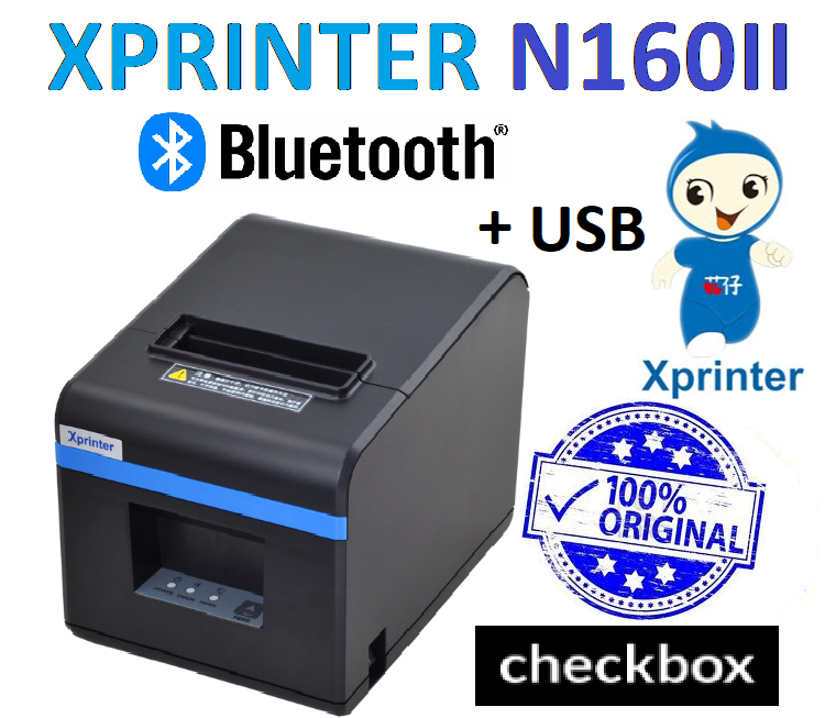 Чековий принтер Xprinter N160II Bluetooth+USB 80мм, обріз, чорний