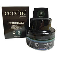 Поживний крем для взуття + губка Coccine CREAM ELEGANCE 50мл Темно-зелений