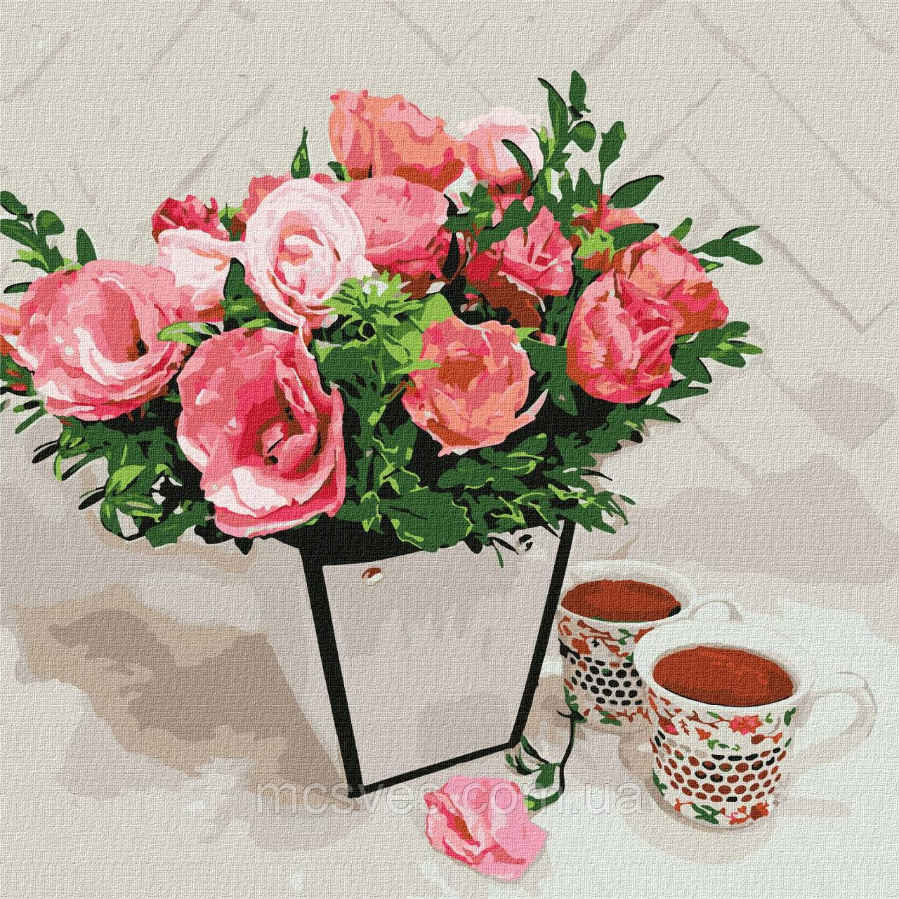 Картина по номерам. "Ароматне чаювання" 40х40 см KHO3107, фото 1