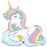 Фольгована кулька велика фігура Єдиноріг спить макарун  Grabo 80*75см 39"