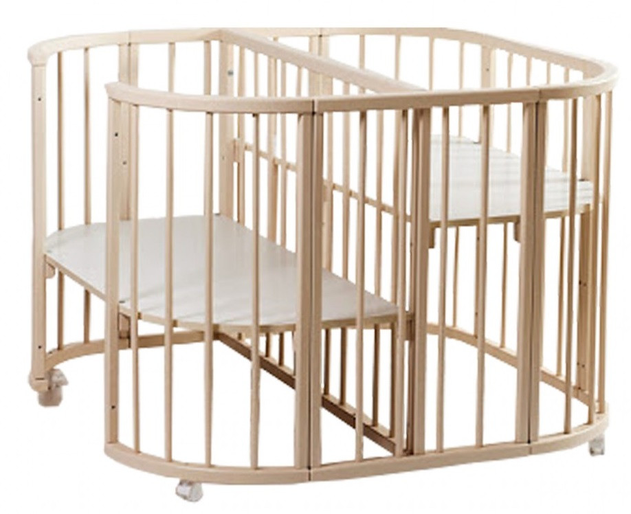Ліжечко дитяче Twins для двійнят 110х110 L100-TW-02, слонова кістка, бежевий