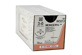 Хірургічна нитка Ethicon Монокрил (Monocryl) 3/0, довжина 70 см, обр-реж. голка 26 мм, W3213