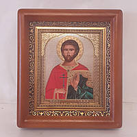 Икона Евгений святой мученик,
 лик 10х12 см, в коричневом деревянном киоте