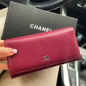 Гаманець Шанель шкіряний на кнопці, в коробці