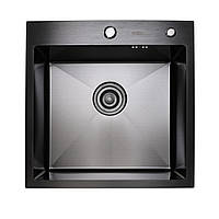 Мийка для кухні із нержавіючої сталі PLATINUM PLS-A32261 500x500x220мм матова 1.5мм чорна 152451