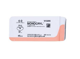 Хірургічна нитка Ethicon Монокрил (Monocryl) 4/0, довжина 45 см, обр-реж. голка 19 мм, W3206