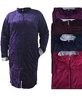 Теплые халаты для женщин велюровый, женский однотонный халат на молнии с длиннным рукавом 4XL