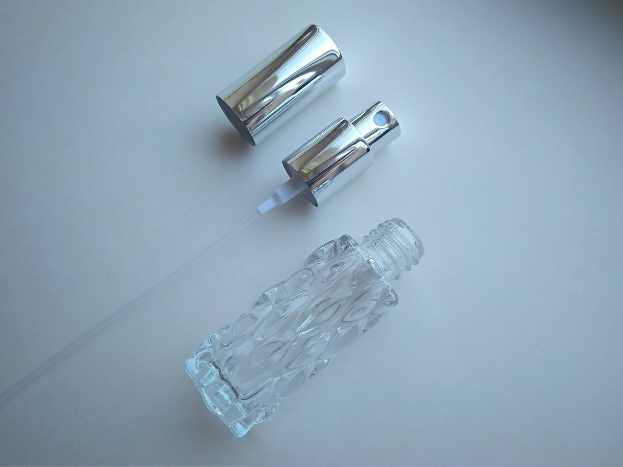 Від 100шт. 20 мл Матильда, флакон круглий, пляшка, скляний прозорий в комплекті з розпилювачем,спреєм 18/410