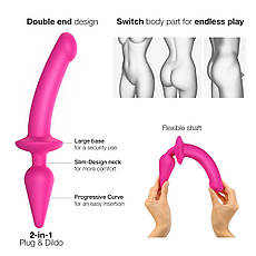 Анальна пробка з дилдо Strap-On-Me SWITCH PLUG-IN SEMI-REALISTIC DILDO FUCHSIA — L (м'ята упаковка), фото 3