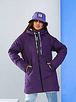Стильна вільна жіноча куртка-парка арт.1010/1 непромокальна плащівка колір фіолетовий