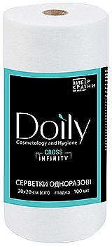 Серветки в рулоні Doily CROSS INFINITY20*20, 100 шт./рул, гладка, фото 1