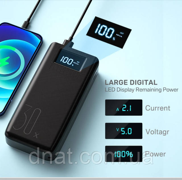 Павербанк Power Bank 60000 MAh!!! 18W с Фонарем и Цифровим Дисплеем QC2 ...