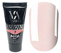 Valeri Acryl Gel №07 - акрил-гель, розовый с микроблеском, 15 мл