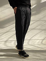 Мужские стильные укороченные брюки свободного кроя под ремень тёмно-серые XL