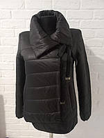 Жіноча молодіжна коротка демісезонна куртка без каптура А-41 чорна