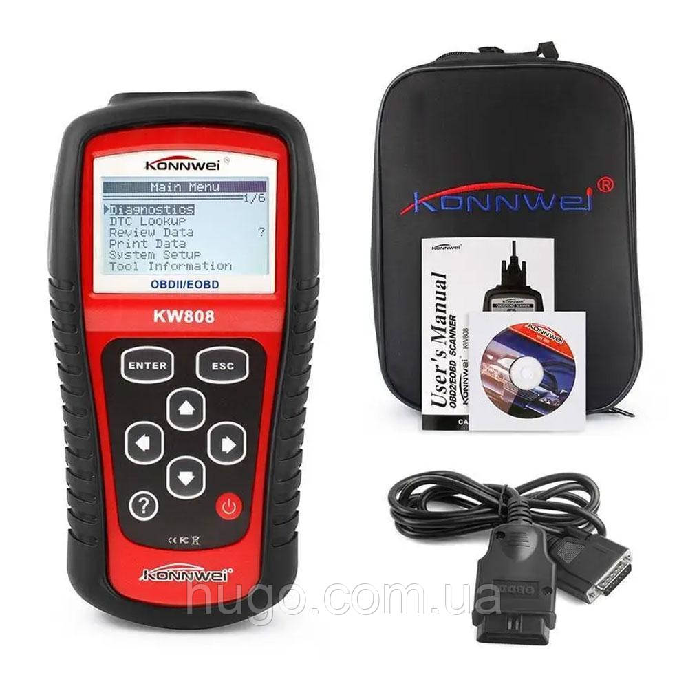 Автомобільний діагностичний сканер OBDII/EOBD scanner Konnwei KW 808 / Універсальний автосканер, фото 1