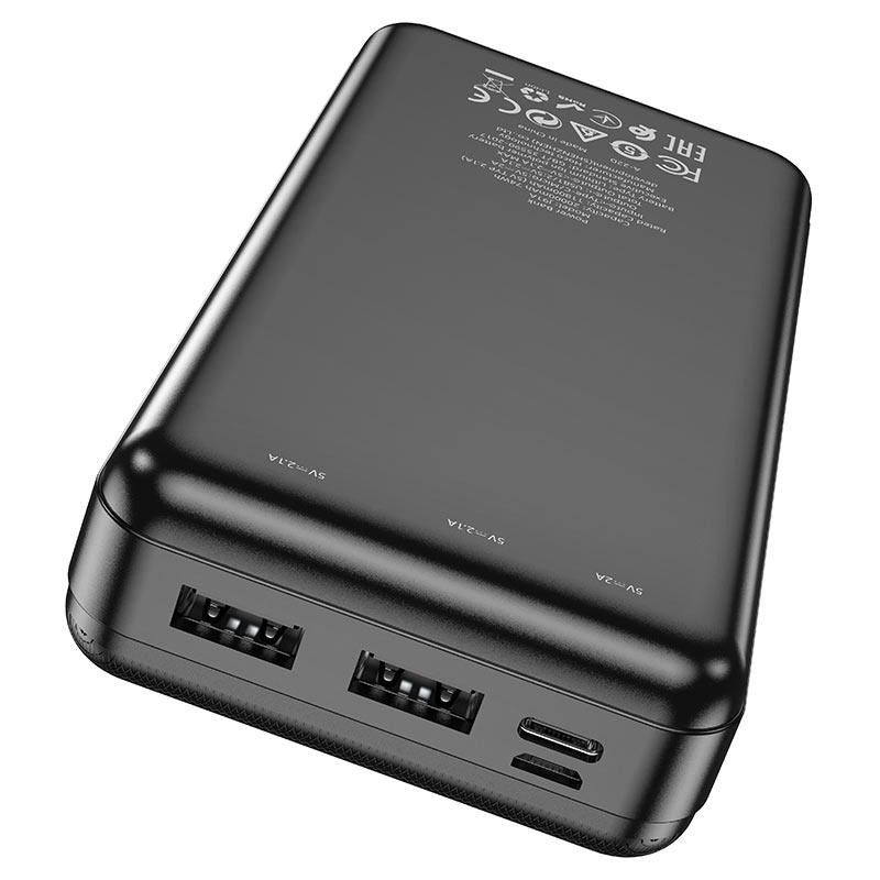 Повербанк 20000mAh HOCO J91A 2*USB 20000 мАч 2.1A Black Li-Pol Черный Пластик Универсальная батарея Индикатор уровня заряда micro USB Type-C