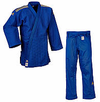 Профессиональное кимоно для дзюдо размер 175 с лицензией IJF синее/золотые полосы Adidas
