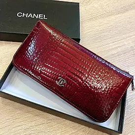 Гаманець Шанель шкіряний лакований бордо