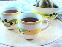 Керамическая чашка 230 мл для кофе и чая с декором ручной росписи Олива 2 сорт