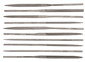 Topex Надфілі по металу, набір 10шт, алмазні, діаметр 3мм, рукоята метал, 140мм