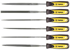 Topex Надфілі по металу, набір 6шт, алмазні, діаметр 3мм, рукоята двокомпонентна, 150мм