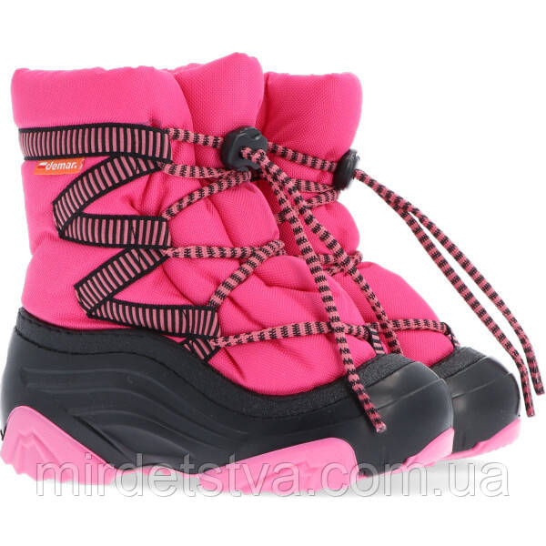 Зимові дитячі чоботи на овчині для дівчинки Demar Zig Zag 4025 рожевий