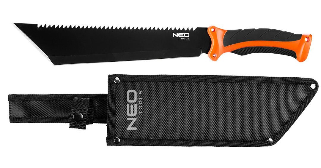 Neo Tools Мачете Full Tang, 400мм, лезо 255мм, рукоятка ABS+TPR, пила на обусі, чохол