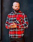 Чоловіча кашемірова сорочка в карту тепла червона червона  ⁇  Сорочка зимова демісезонна, фото 4