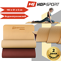 Коврик для фитнеса та йоги Hop-Sport TPE 0,6 см HS-T006GM оранжево-красный