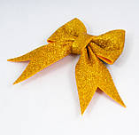 Бантики на ялинку Новорічні прикраси Комплект 5 штук Золотий, фото 4
