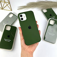 Силиконовый чехол на Айфон 12 / 12 Про с закрытым низом | Case for iPhone 12 / 12 Pro Dark green (54)