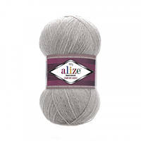 Шкарпеткова пряжа (нитки) Alize Супервош 100 (Superwash Comfort Socks) колір 21 сірий меланж