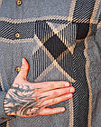 Чоловіча кашемірова сорочка в карту тепла сіра  ⁇  Сорочка зимова демісезонна, фото 2