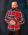 Чоловіча кашемірова сорочка в карту тепла сіра  ⁇  Сорочка зимова демісезонна, фото 4