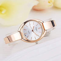 Женские часы браслет золото Розовые с белым