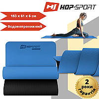 Мат для фитнеса и йоги Hop-Sport TPE 0,6 см HS-T006GM синий