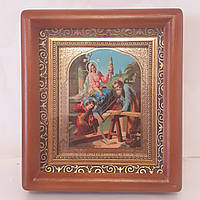 Ікона Святе Сімейство, лик 10х12 см, в коричневому дерев'яному кіоті