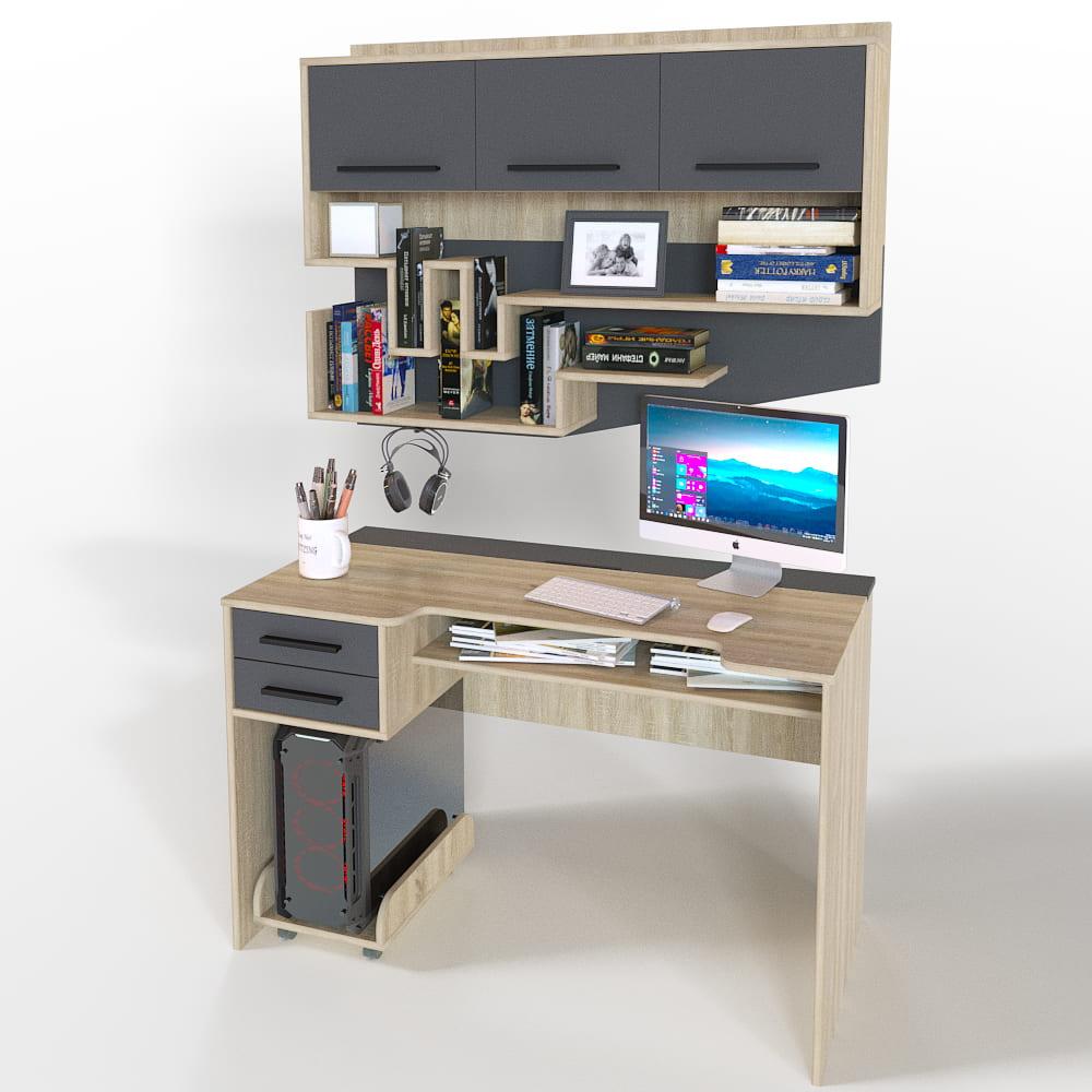 Стіл комп'ютерний + Полиця 120х60х75 см. Колір на вибір, (Стиль-07), фото 1