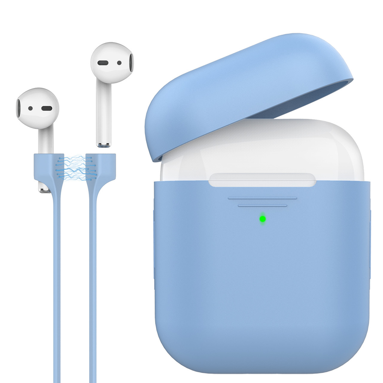 Силіконовий чохол для AirPods Promate PodKit з магнітним ремінцем Blue (Уцінка) (ch_podkit.blue)