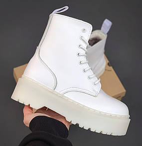 Жіночі черевики білі зимові Dr. Martens Jadon Mono White FUR (05265) 38