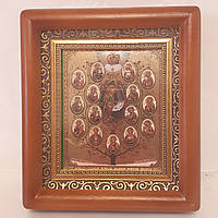 Ікона Горний Єрусалим Пресвятої Богородиці, лик 10х12 см, у коричневому дерев'яному кіоті