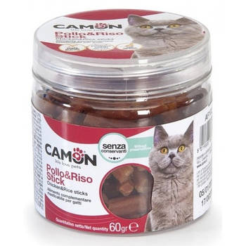 Ласощі для кішок Camon - курячі та рисові палички, 3 см,60 гр