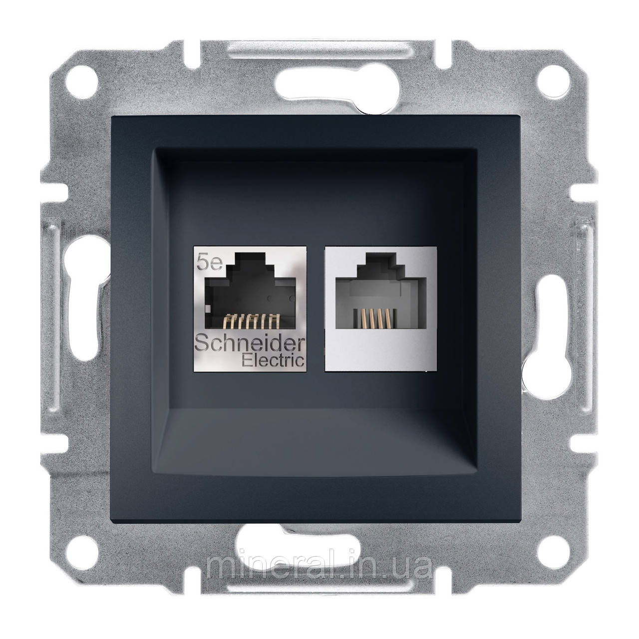 Розетка комп'ютерна, телефонна Schneider Electric EPH4900171 Asfora, антрацит, пластик