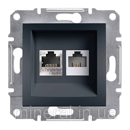Розетка комп'ютерна, телефонна Schneider Electric EPH4900171 Asfora, антрацит, пластик, фото 1