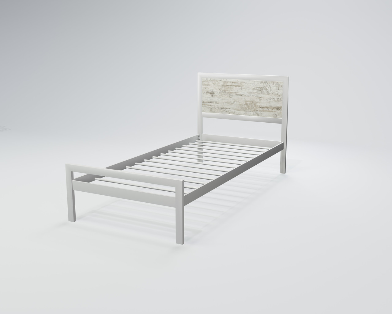 Ліжко Герар міні метал Білий глянець узголів'я ДСП Кантрі лейбл 80 * 190 см (Tenero TM), фото 1